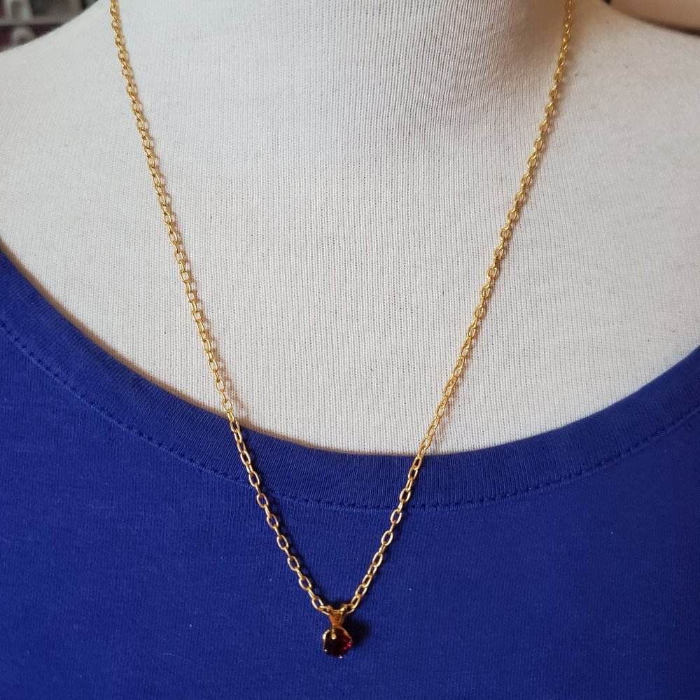 18" Gold Tone Red Rhinestone Pendant Nekclace Tony Alexander Jewelry Artisan NWT